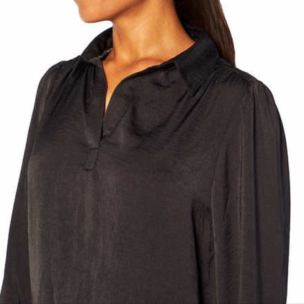 NWT! Banana Republic Women's Black Satin Long Sleeve Blouse - Size XL - Picture 11 of 15